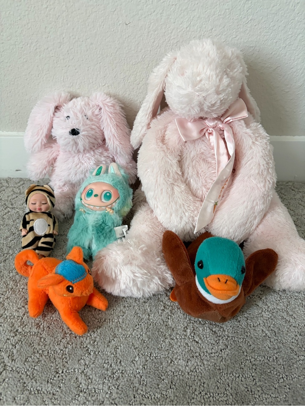 6 Plush soft toys labubu rabbits duck & orange animal cat Sleep baby doll